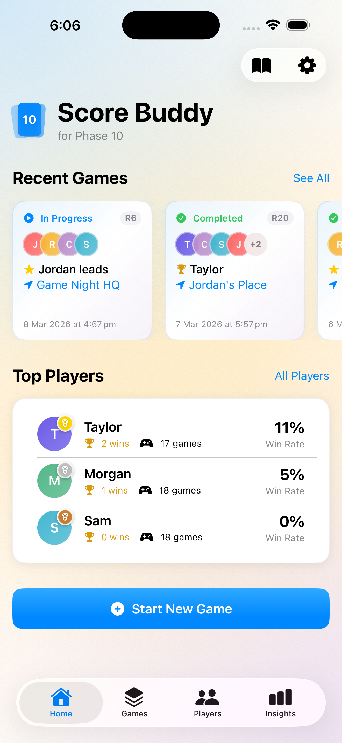 Score Buddy active game screen