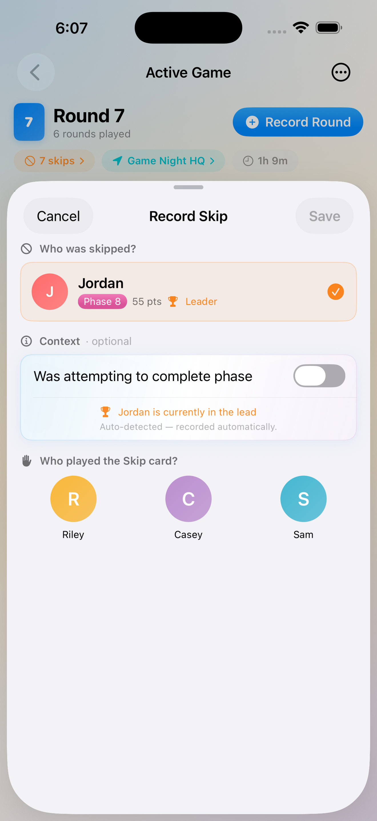 Swipe to skip interaction